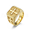 Square with Cross Pattern 304 Stainless Steel Finger Rings for Men FS-WGAC6B1-05-2