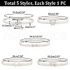 AHANDMAKER 5Pcs 5 Style Acrylic Pearl Braided Stretch Chain Belt with Alloy Clasp AJEW-GA0004-49-2