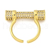 Rack Plating Brass Micro Pave Cubic Zirconia Cuff Rings for Women KK-M021-02G-01-3
