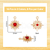 DICOSMETIC 16Pcs 2 Colors Brass Micro Pave Cubic Zirconia Pendants KK-DC0003-35-2