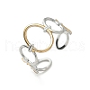 304 Stainless Steel Double Color Cuff Rings RJEW-S635-01GP-G-4