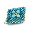 Faceted Round Synthetic Turquoise & Handmade Glass Seed Beaded  Pendants PALLOY-MZ00757-02-3