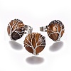 Adjustable Natural Tiger Eye Finger Rings RJEW-L090-A06-1