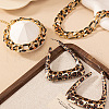 Leopard Print Alloy Oval Link Chain Necklaces & Bracelets & Triangle Stud Earring Sets FS-WG20E63-01-5