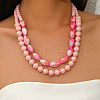 Acrylic Round Horse Eye Double Layer Beaded Necklaces for Women HK8812-2-1