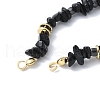 Brass Black Cubic Zirconia Disc and Natural Obsidian Chip Beaded Bracelet Making KK-F892-18G-2
