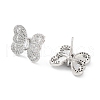 Butterfly Rack Plating Brass Micro Pave Clear Cubic Zirconia Stud Earrings for Women KK-Z038-17P-2