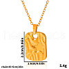 Stainless Steel Textured Rectangle with Star Pendant Necklaces for Women YD7144-2-3