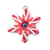 Handmade Polymer Clay and Snowflake Lampwork and Glass Round Pendants PALLOY-MZ00639-03-1
