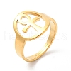 Ion Plating(IP) 304 Stainless Steel Hollow Ankh Corss Adjustable Ring for Women RJEW-K245-39G-3