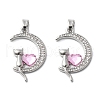 Brass Micro Pave Cubic Zirconia with Glass Pendants KK-Z103-07P-01-1