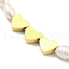 Mother's Day Jewellery Natural Pearl & Heart Beaded Bracelet BJEW-Z016-04G-2