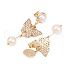 Butterfly Brass Dangle Stud Earrings EJEW-JE06461-01-5