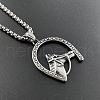 Vintage Stainless Steel Horse Head Pendant Punk Street Necklace Jewelry ZB8161-3
