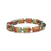 Natural Agate Column Beaded Stretch Bracelet BJEW-JB08658-03-1