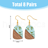 8 Pair 8 Color Resin & Wood Dangle Earrings with Iron Pins EJEW-AB00033-2