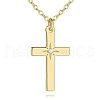 Brass Brass Micro Pave Clear Cubic Zirconia Star Cross Pendant Necklaces for Women FS-WG56FB4-01-5