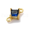 Brass Cubic Zirconia Rhombus Connector Charms KK-F894-12G-05-2