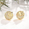 Flat Round with Butterfly Brass Micro Pave Clear Cubic Zirconia Stud Earrings EJEW-H162-02G-2