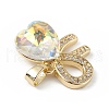 Real 18K Gold Plated Rack Plating Brass Micro Pave Clear Cubic Zirconia Pendants KK-C015-26G-12-2