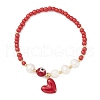 Mother's Day Jewellery 3Pcs 3 Style Natural Pearl & Glass & Acrylic Word Stretch Bracelets Set BJEW-TA00319-2