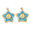 Rack Plating Brass Micro Pave Cubic Zirconia Pendants KK-P268-11C-G-2