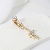 Double Cross 304 Stainless Steel Micro Pave Clear Cubic Zirconia Clip on Belly Rings FS-WG825E4-01-2