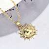 Brass Micro Pave Clear Cubic Zirconia Sun Pendant Necklaces for Women NJEW-S449-05B-G-2