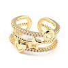 Brass Micro Pave Clear Cubic Zirconia Cuff Rings RJEW-K233-61G-1