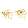 201 Stainless Steel Bee and Honeycomb Lapel Pin JEWB-N007-124G-2