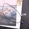 Luminous Zinc Alloy & Glass Flat Round with Constellation Pendant Black Korean Waxed Cord Necklaces WG08639-05-1