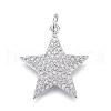 Brass Micro Pave Clear Cubic Zirconia Pendants ZIRC-M108-28-P-1