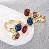Natural Amethyst/Dyed Jade/Sodalite/Korean Jade/Rose Quartz/Agate Germ Cuff Rings RJEW-M076-05G-5