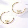 Fashionable Large C-shaped with Butterfly Stainless Steel Stud Earrings EY1378-1