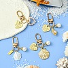 Heart & Shell Shape Alloy & ABS Plastic Imitation Pearl Pendant Decoration HJEW-YW00027-01-4