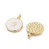 Flat Round with Paw Print Pattern Rack Plating Brass Enamel Pendants X-KK-G512-12G-2