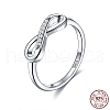 Anti-Tarnish Rhodium Plated 925 Sterling Silver Finger Rings RJEW-BB67007-7-8