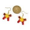 Synthetic Blue Goldstone & Natural Carnelian Dangle Earrings EJEW-MZ00318-03-3