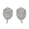 Teardrop Brass Micro Pave Clear Cubic Zirconia Stud Earring Findings KK-C107-13P-1