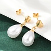 Heart with Teardrop 304 Stainless Steel Dangle Stud Earrings for Woman EJEW-F366-01G-03-5