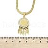 304 Stainless Steel Clear Cubic Zirconia Flat Round Saint Benedict Medal with Feather Pendant Necklaces NJEW-H055-03G-5