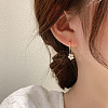 Flower Brass Micro Pave Clear Cubic Zirconia Hoop Earrings FS-WG61CED-01-3