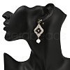 Handmade Glass Seed Beads Bowkont with Rhombus Dangle Stud Earrings EJEW-MZ00468-01-3