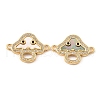 Rack Plating Brass Micro Pave Clear Cubic Zirconia Connector Charms KK-K342-28G-1