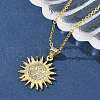 Brass Micro Pave Clear Cubic Zirconia Sun Pendant Necklaces for Women NJEW-S449-05A-G-1