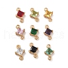 Brass Pave Glass Connector Charms FIND-XCP0003-38-1