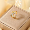 Brass Micro Pave Clear Cubic Zirconia Cuff Rings RC6141-1-1