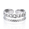 304 Stainless Steel Curb Chains Shape Open Cuff Ring for Women RJEW-N040-31-2