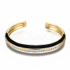 Brass Micro Pave Clear Cubic Zirconia Cuff Bangles BJEW-N302-004A-NF-1