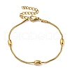 Ion Plating(IP) 304 Stainless Steel Round Snake Chain Bracelet with Oval Beaded BJEW-E088-03G-1